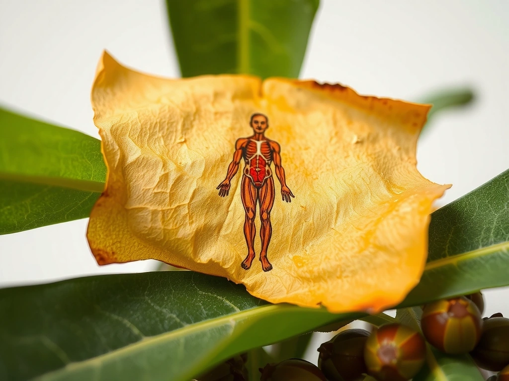 Schéma anatomique sur fond de feuilles